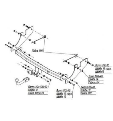 Фаркоп (ТСУ) для GREAT WALL Safe 2004-2009 съемный шар на двух болтах 1.5тонны Босал